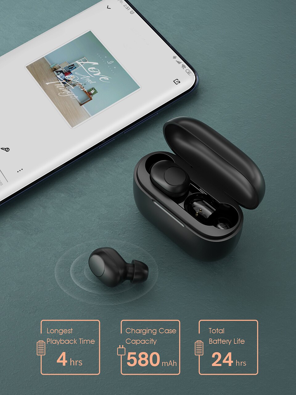 Haylou GT5 touch-sensitive high wireless charging Bluetooth headset AAC HD stereo, smart wear detection, 24-hour battery