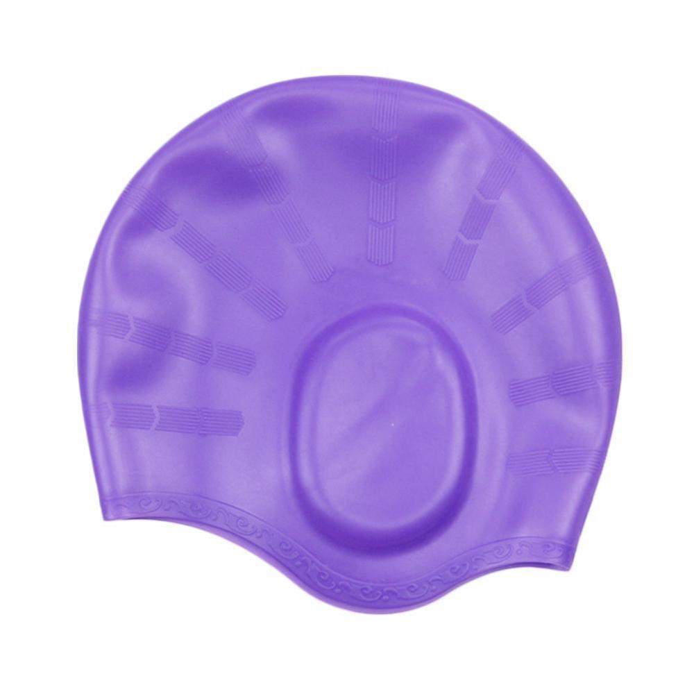 Volwassenen Zwemmen Caps Mannen Vrouwen Lang Haar Waterdichte Grote Natacion Cap Beschermen Duiken Swim Ear Siliconen Zwembad Hoed U9Y3: F