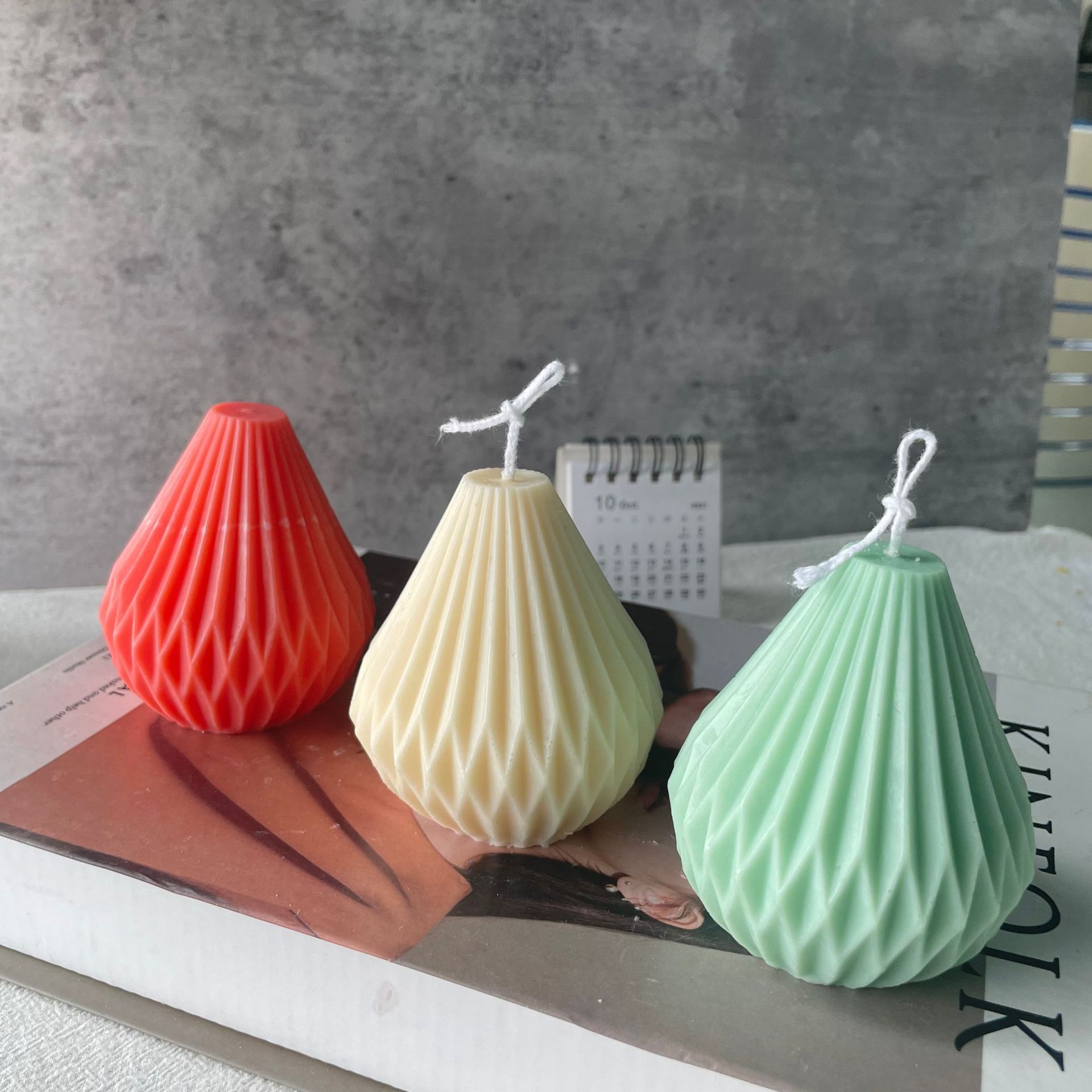 Moldes para velas DIY, molde de silicona perfumado, adorno de vela hecho a mano, ventilador en forma de pera, florero de linterna de Origami, molde de jabón de modelado