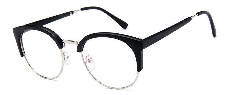 Jahrgang retro Halb randlose brille transparente rahmen runde klare linse gläser Frauen Männer optische rahmen Metall schlicht Gläser Klasse: Sand Schwarz