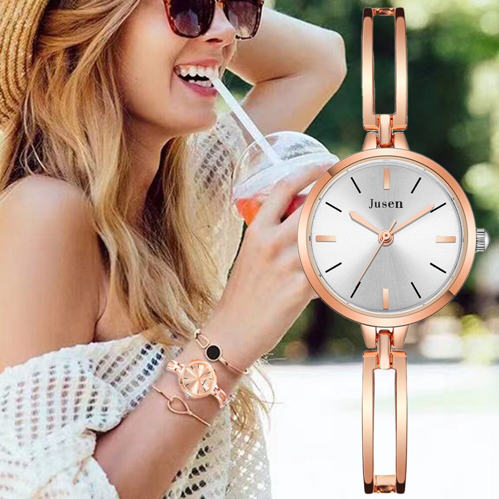 Luxe Vrouwen Armband Horloges Minimalistische Kwaliteiten Dames Quartz Horloges Goud Zilver Rvs Vrouw Klok