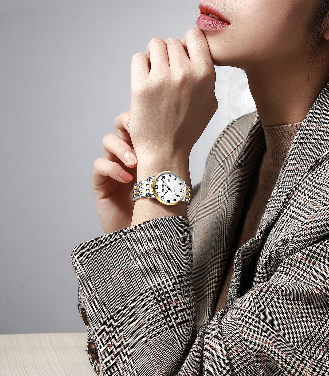 Grote wijzerplaat paar horloge nummer datum gemakkelijk te zien oudere mensen volledig roestvrij staal quartz klok dames heren horloges lichtgevend  a3564