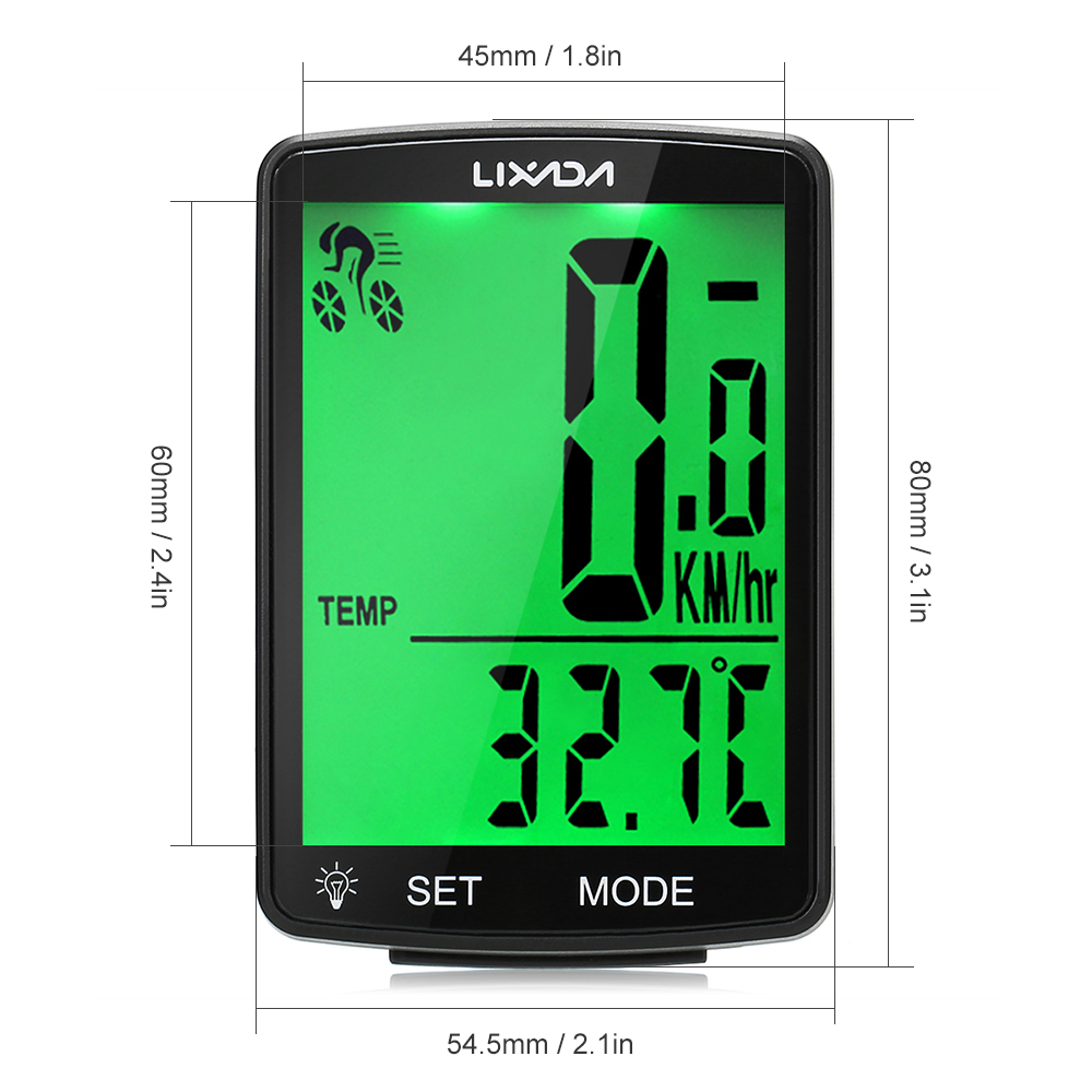 Computador LIXADA-bicicleta sem fio com tela LCD, MTB velocímetro, odômetro, IPX6 impermeável, medição do ciclo, temperatura, cronômetro