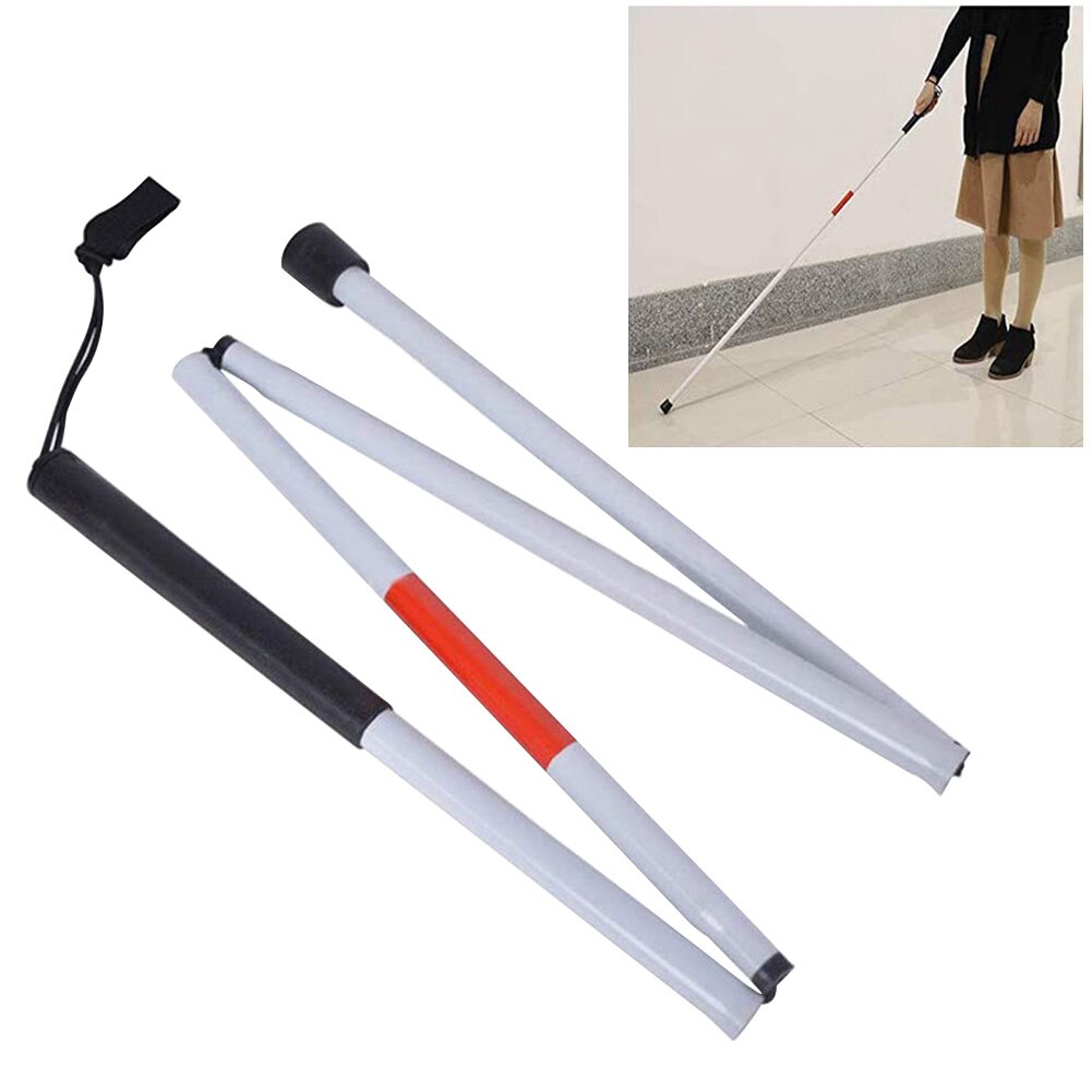 Walking Stick Crutch Visually Impaired Portable White Folding Reflective Cane Lightweight For The Blind Aluminium Alloy Non Slip