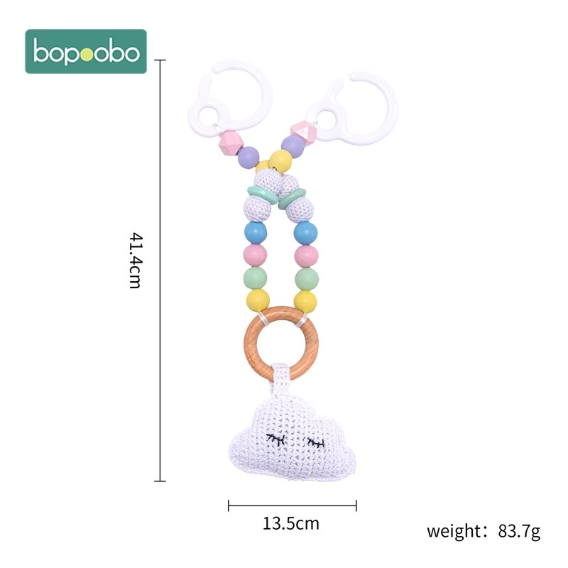 Bopoobo 1PC Crochet Cloud Baby Rattle Infant Toys For Crib Mobile Bed Bell Toy Pram Cart Chain Wooden Stroller Mobile Newborn: Silicone