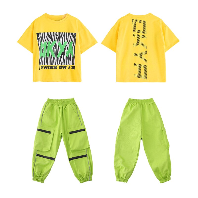 Moda Para Niño de Hip hop, camiseta grande, niña, pantalones de camuflaje táctico para niño, Ropa de baile de jazz, ropa de