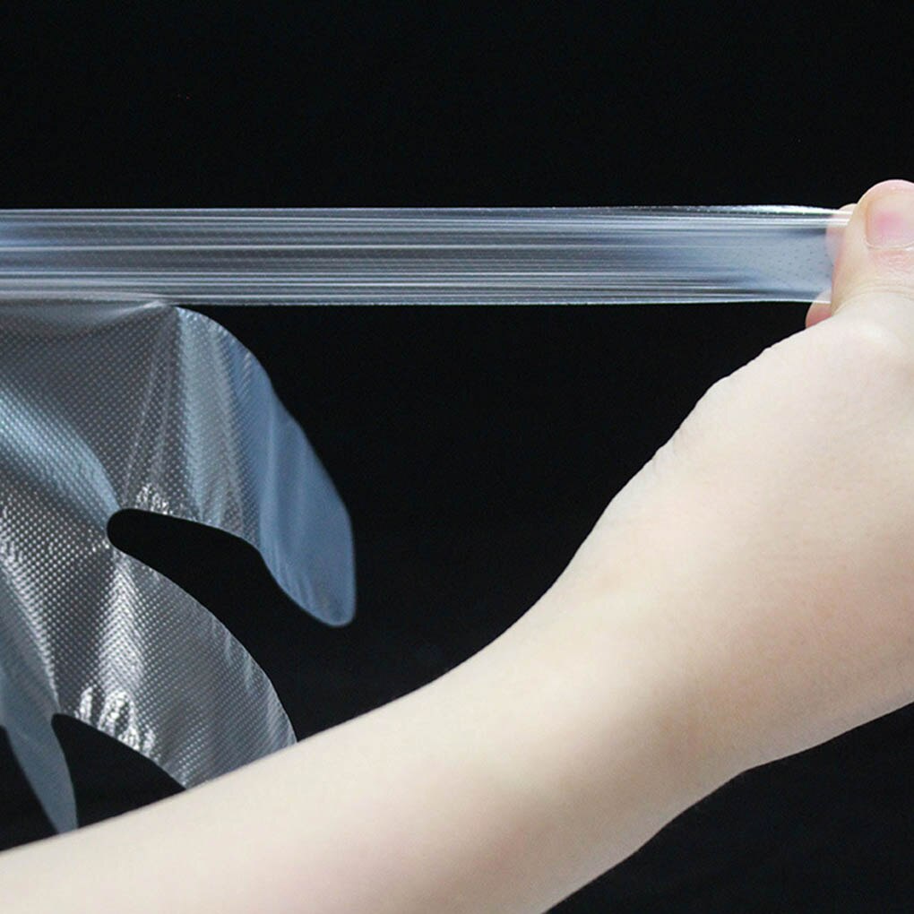 100pcs Disposable Transparent PE Gloves Restaurant Kitchen Beauty Hairdressing Plastic Gloves plastic gloves, Thickened Type