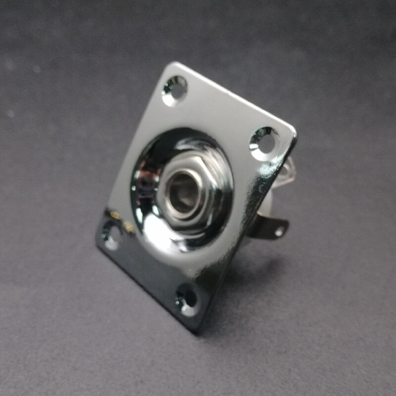 Firkantet plade guitar bas 1/4 output input jack stik til elektrisk guitar sort guld krom gutiar dele: Krom