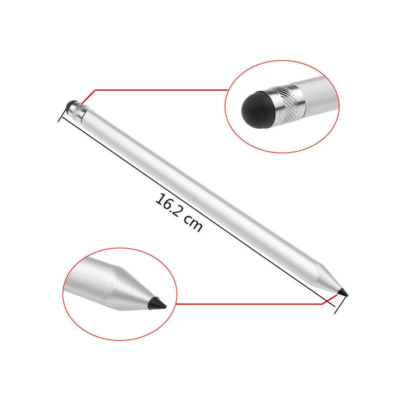 Round Thin Tip Capacitive Stylus Touch Screen Pen Silver Dual Head Stylus Pen Replace for IPad Mobile Phones Tablet Accessories