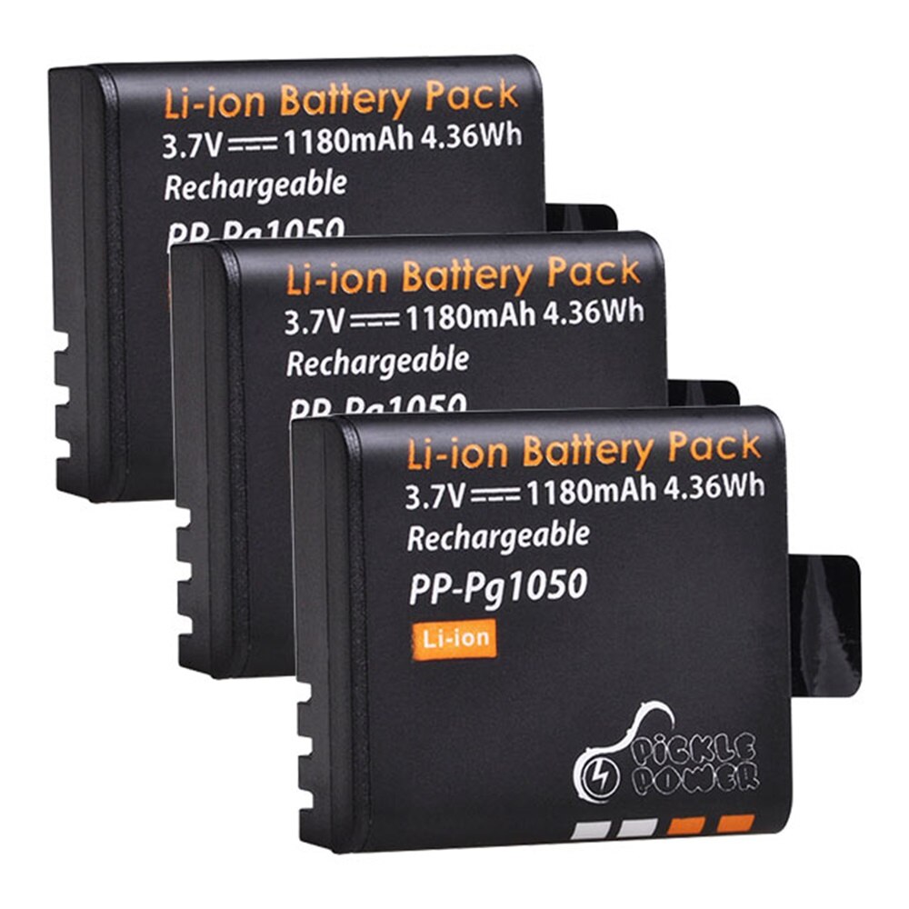 3Pcs PG1050 Actie Camera Batterij + 3 Poorten Led Charger Voor Sjcam SJ4000 SJ5000X Eken H9 H9R H8R H8: 3 Battery