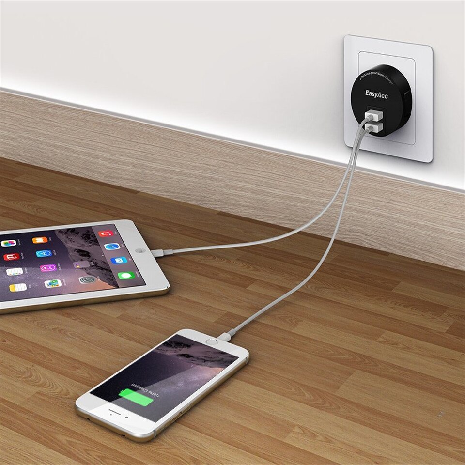 EasyAcc 3.4 A USB charger 2 Port Portable Dual USB power adapter for iPhone SE 6s, 6 Plus, iPad Pro / Air / Mini EU Plug