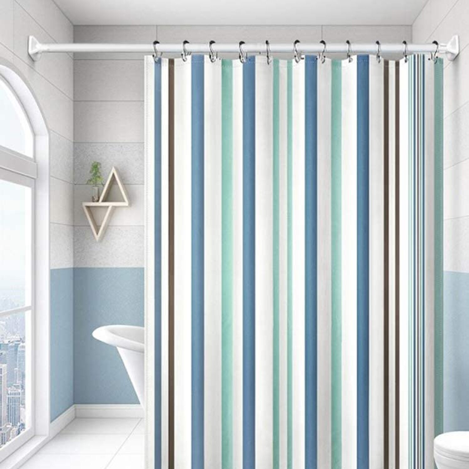 12pcs Shower Curtain Rings Stainless Steel Roller Rust-Resistant Balance Sliding Anti Double Shower Hooks for Bathroom