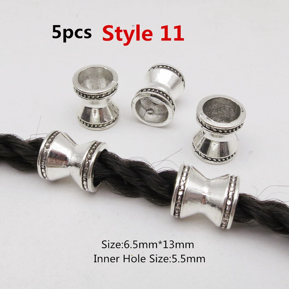 5 stk metal forskellige stilarter viking hår fletning dread skæg dreadlock perler ringe rør til kvinder mænd tilbehør: 5 stk stil 11