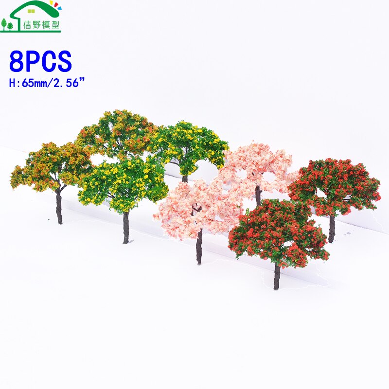 8Pcs 65Mm Miniaturas Arbre Ijzerdraad Bloem Bomen Architectonisch Trein Zand Tafel Landschap Scensry Layouts Model Boom Ho N Schaal