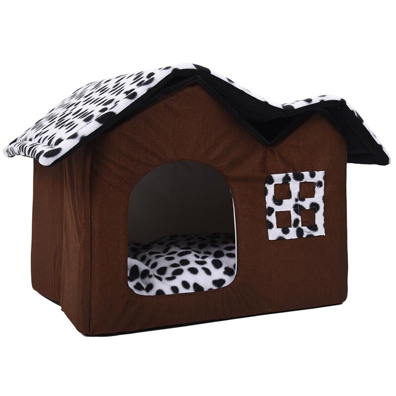 Huisdier Huis Opvouwbaar Bed Met Mat Zachte Winter Hond Puppy Sofa Kussen Huis Kennel Nest Hond Kat Bed Twee Dak: Default Title