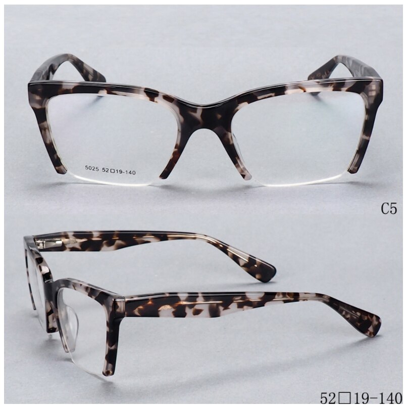 49409 Half Frame Anti Blue Acetate Glasses Frames Upscale Women Optical Computer Glasses: C5