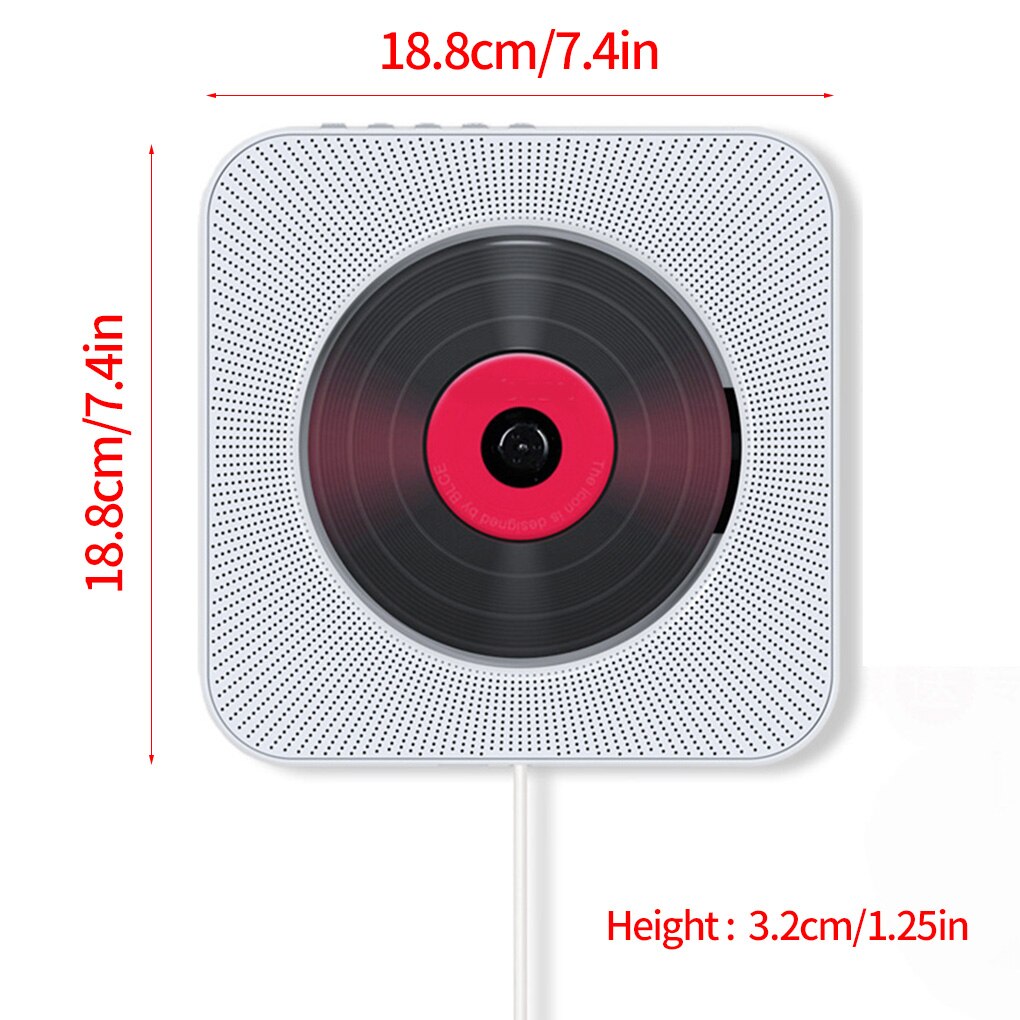 Wall Mounted CD Player Surround Sound FM Radio Bluetooth USB MP3 Disk Portable Music Player Remote Control Stereo Speaker