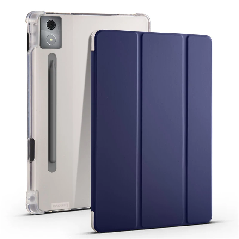 Pour Lenovo Idea Tab Pro étui avec porte-stylo à trois volets support arrière souple Coque pour Lenovo Idea Tab Pro 12.7 étui tb373fu: Rose