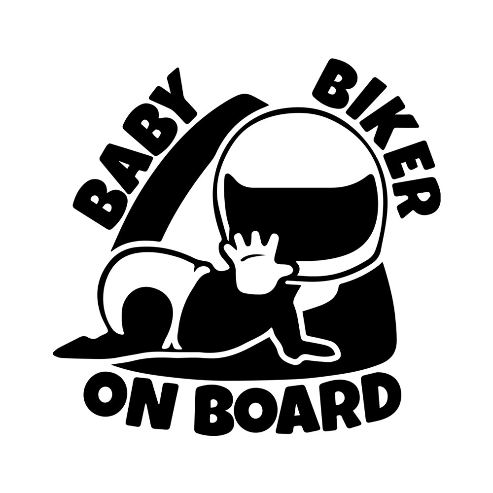 Bébé motard à bord 3D dessin animé Stickers muraux et décalcomanies drôle fenêtre autocollant vinyle décalcomanie pour maison bureau voiture décor 5.91 "x 6.29": Black