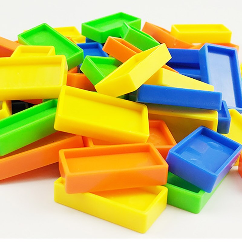 60 stk børn farverige domino mursten sætbeklædningplastiske domino blokke spil pædagogisk legetøj sæt diy sjov