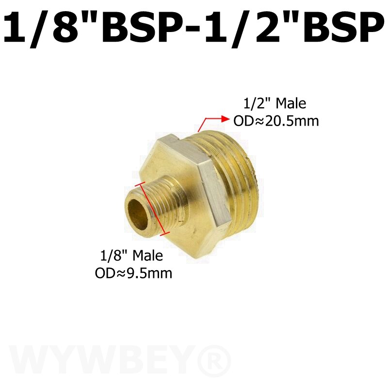 Messing sekskantet nippel rørfitting kobber adapter 1/8 1/4 3/8 1/2 3/4 han lige reduktionskoblingsforbindelse vand gas vvs samling: Dn6-dn15 01-04