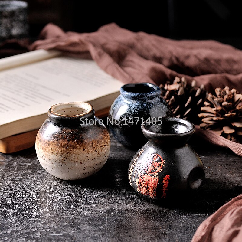 Suporte de palito de cerâmica preto estilo japonês, gelo seco, pequena jarra, criativo, retrô, personalidade, porcelana, garrafa, utensílios de mesa