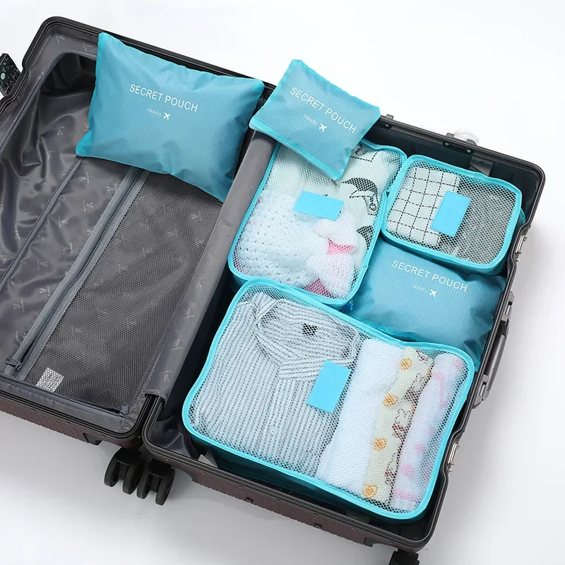 6/1Pc Travel Clothes Storage Waterproof Bags Portable Luggage Organizer Pouch Packing Cube 9 Colors Local Stock: Blue