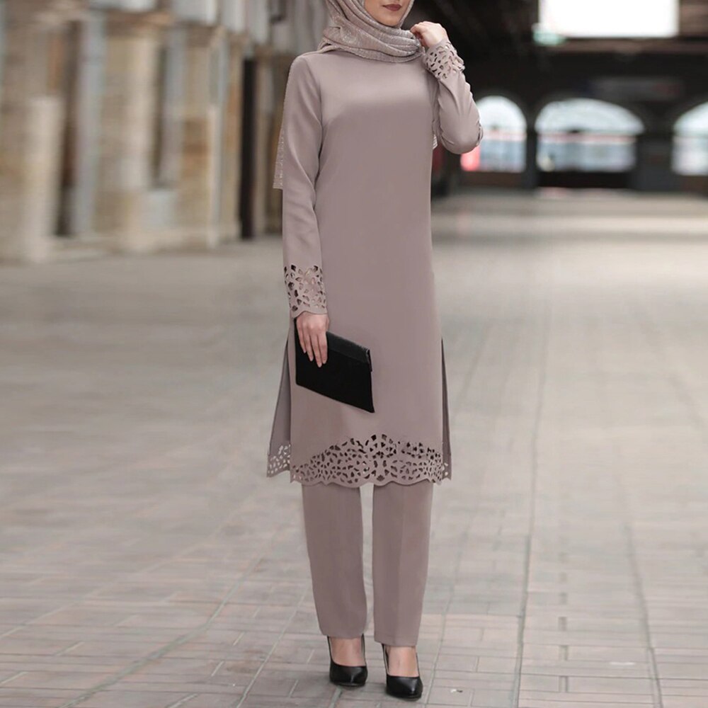 Ramadan Eid Abaya turcja muzułmański hidżab sukienka Kaftan dubaj zestaw Kaftan turecki islamska odzież sukienki afrykańskie dla kobiet Ropa garnitur: Pink set / L