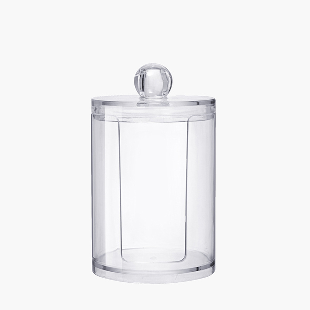 Caja de acrílico transparente para cosméticos, organizador de maquillaje, contenedor de plástico, torundas de algodón, soporte para palillos de dientes: 7x7x11.5cm