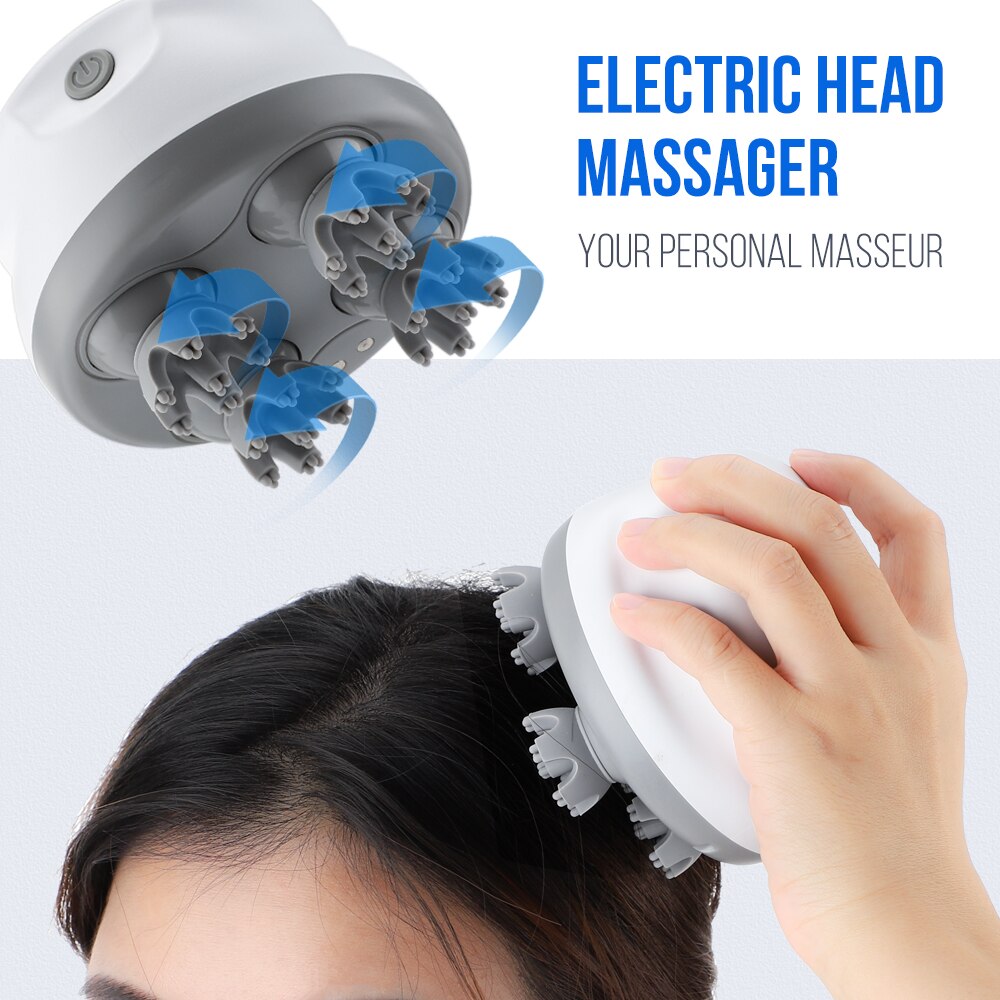 Masajeador eléctrico inalámbrico para la cabeza, masajeador del cuero cabelludo, resistente al agua, para el cuidado de la salud, hombro, cuello, tejido profundo, masaje corporal