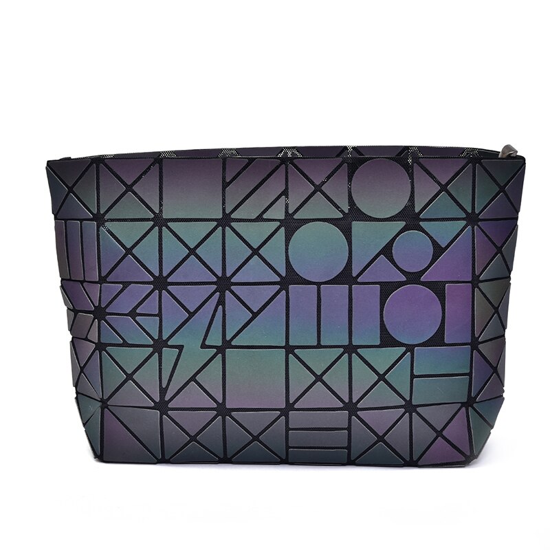 Crocrogo feminino geométrica luminosa bolsas de ombro para meninas marca moda reflexiva cosméticos messanger metal corrente bolsa sacos: 3115-2
