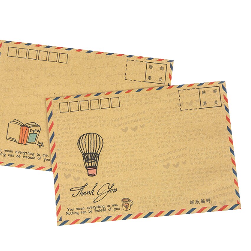 8 stk/pakke vintage kraftpapir kuvert luftpost postkort cover lykønskningskort konvolut til invitationer brevpapir kort