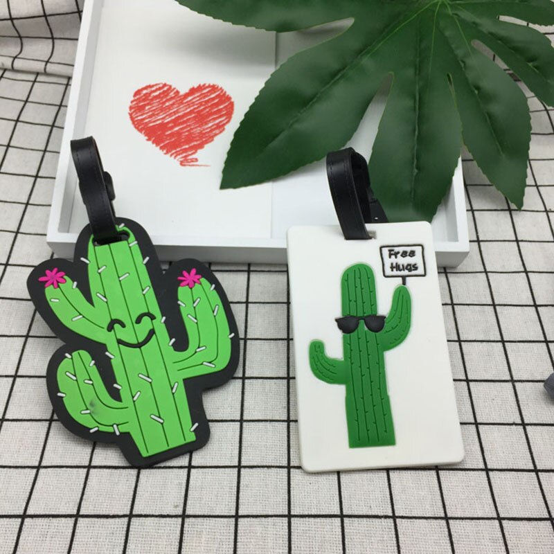 Cartoon Cactus Creatieve Bagagelabel Silicagel Travel Accessoires ID Identifier Label Tag Adres Holder reizen