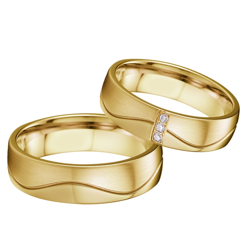 Golden lover's sea wave alliance par vielsesringe til mænd og kvinder valentin jubilæum ægteskab fingerring