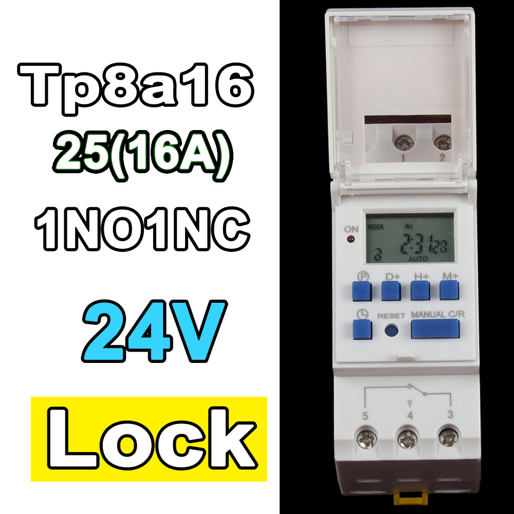 Temporizador interruptor din montaje en carril relé digital TP8A16 reloj semanal microordenador electrónico programable 220V48V 30A 12V AC timbre: Plata