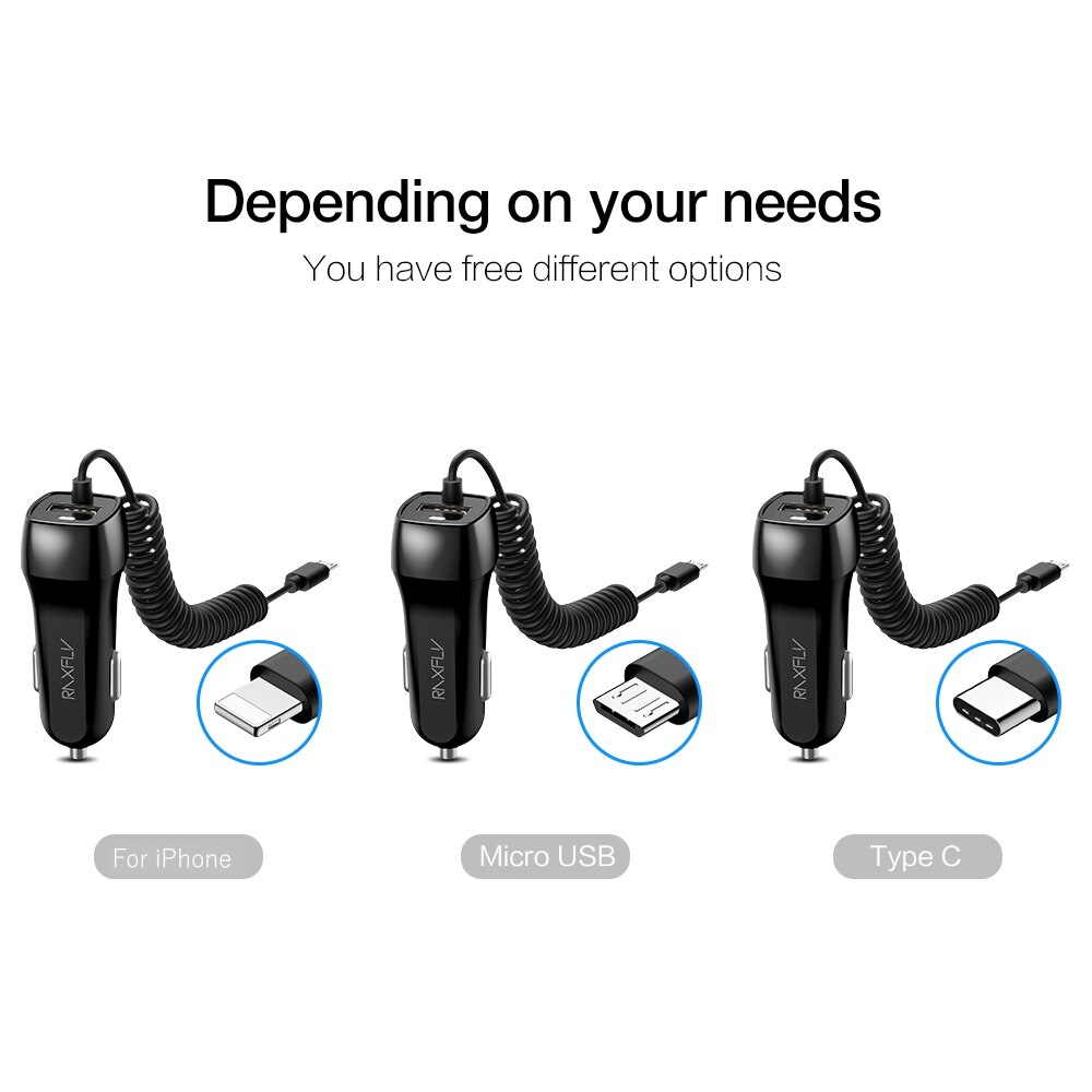 RAXFLY USB Car Charger For iPhone 8 7 XS XR X 11 12 Phone Charger Car Micro USB Type C For Xiaomi Note 7 4X Car Fast Charge