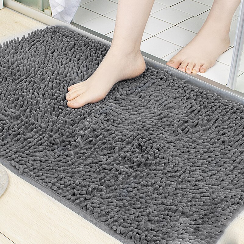Chenille Bath Mat Soft Shaggy and Comfortable Super Absorbent and Thick Non-Slip Machine Washable for Bathroom TP