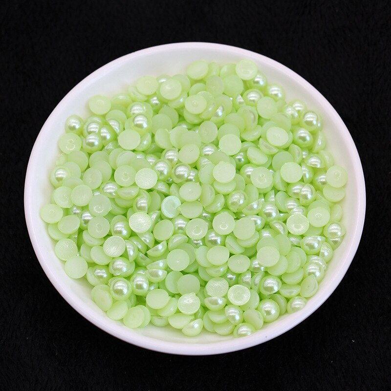 2mm 5000 Uds. Perlas falsas de respaldo plano ABS-Ropa y costura de diamantes de imitación de perlas-Scrapbooking confección de tarjetas perlas: 7-Light Green