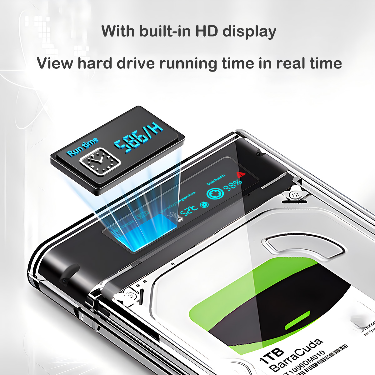 USB3.2 External HDD Case 5Gbps 2.5 Inch Transparent Hard Disk Case Hard Drive Enclosure SATA HDD SSD Storage Case for Laptop PC