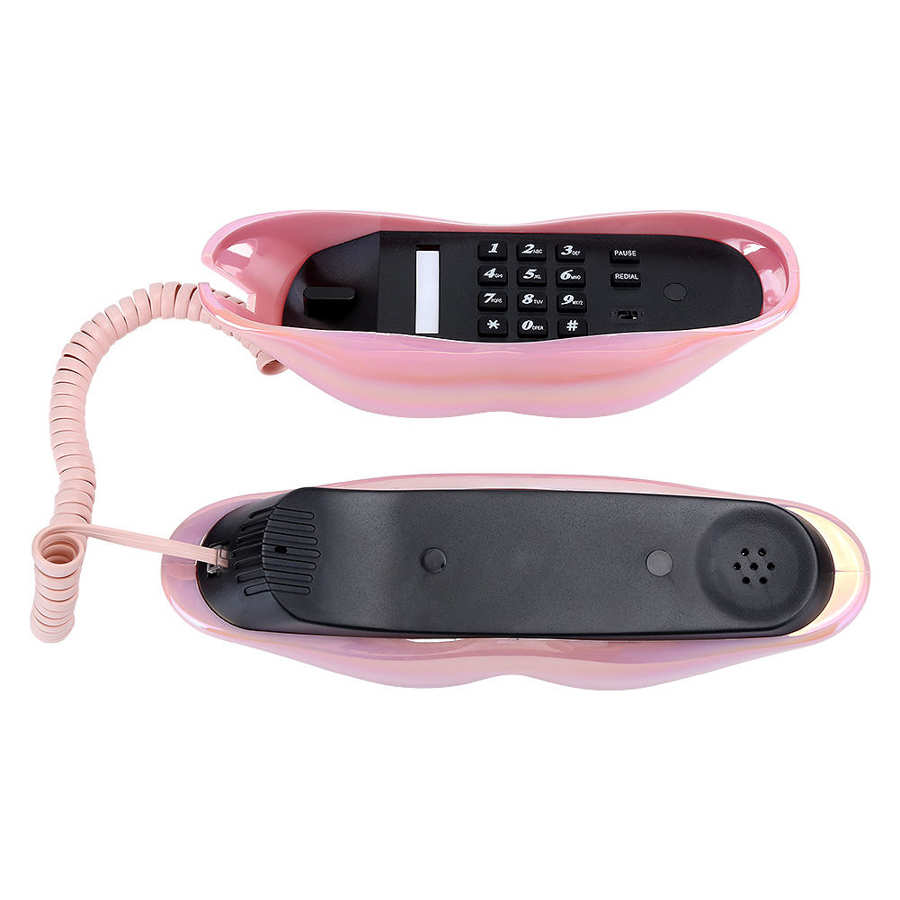 Telefone sem fio galvanoplastia rosa engraçado lábio telefone wx 016 elegante número função de armazenamento telefone lábio fijo telefone