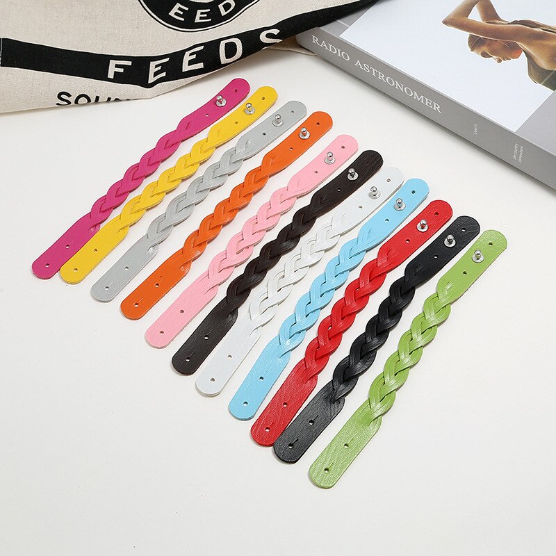 HXMENG-pulsera de cuero trenzado para niñas, brazalete de estilo coreano, versátil, sencillo