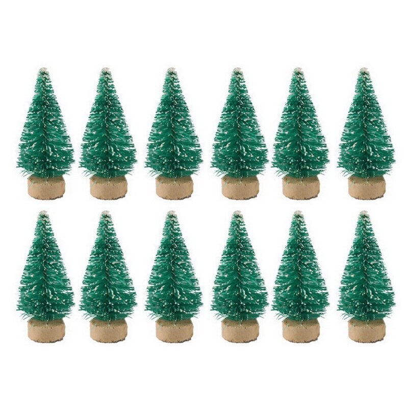 Xxfa 12 Stuks Mini Kerstboom Grenen Bomen Diy Kerstversiering Voor Thuis Tafel: Green