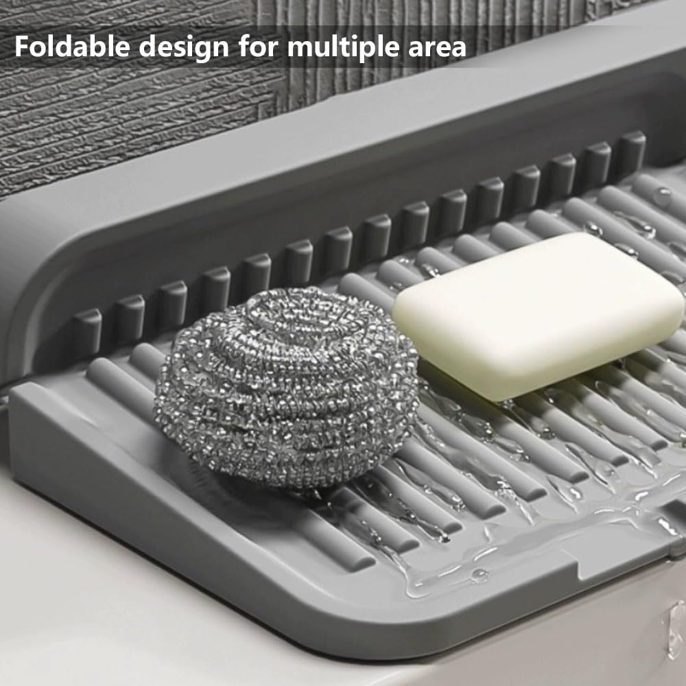 Silicone Draining Mat Fast Drying Sink Tray, Faucet Guard Mat, Sink Splash Guard Home Kitchen Bathroom Countertop Drain Rack