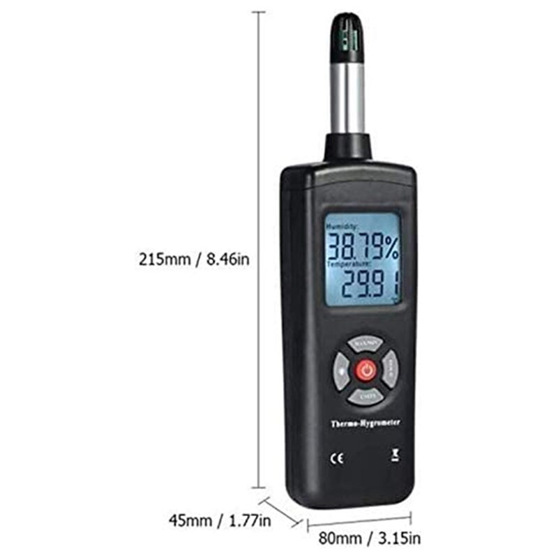 Retail Digital Psychrometer Thermo Hygrometer, High Sensitive Thermo Hygrometer With Dew Point Wet Bulb Temperature Humidity