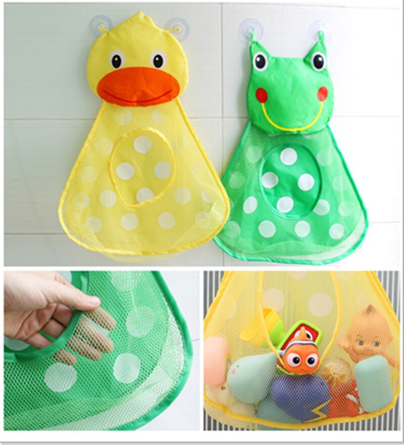 Baby Dusche Bad Spielzeug Cartoon Hängen Net Tasche Ente Frosch Baby Kind Spielzeug Lagerung Mesh mit Starke Saugnäpfe Bad veranstalter: 2pcs