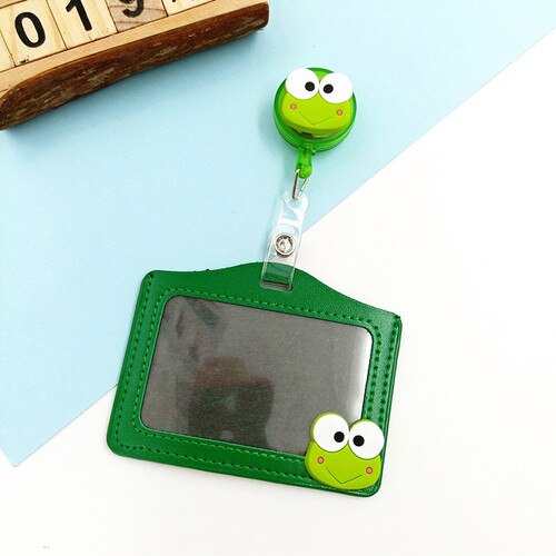 Student Verpleegkundige Tentoonstelling Naam Card Id Card Leuke Kaarthouder Siliconen Mooie Bloemen Intrekbare Badge Reel Borst Cover: Green