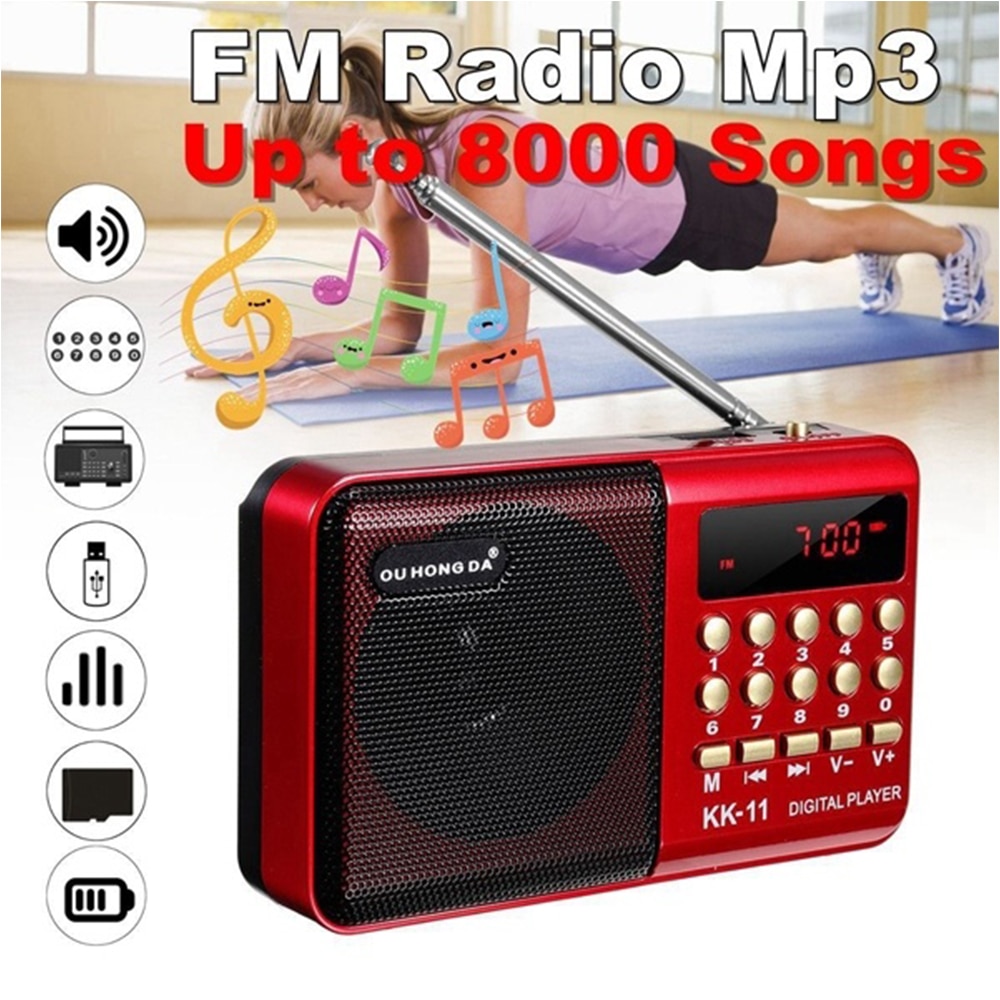K11 Fm Oplaadbare Mini Draagbare Radio Handheld Digitale Fm Usb Tf MP3 Player Speaker