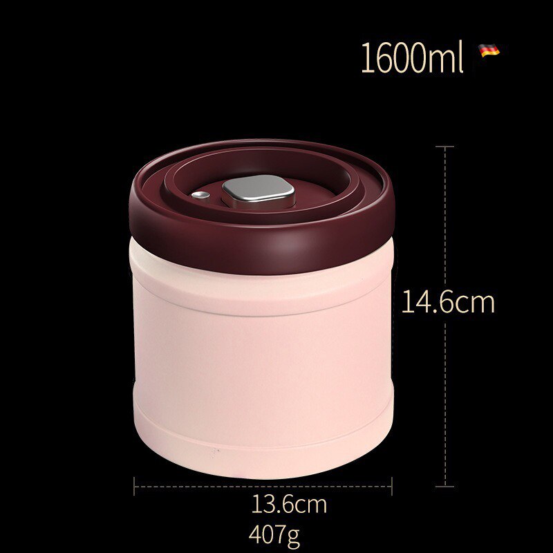 Airtight Coffee Jar Vacuum Sealed Cans Grains Candy Food Storage Container Stainless Steel Coffee Beans Powder Tea Canister Set: 1600ml pink