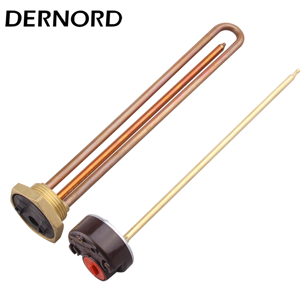Calentador de agua eléctrico con elemento calefactor de inmersión de 220V con control de temperatura calentador Tubular de rosca DN32 resistencia de cobre: Oro