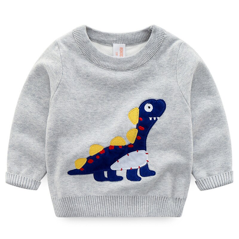 Vinter drenge sweater dobbelt lag fortykning varm strikket sweater og pullover dinosaur tegneserie børn sweatere  bc391